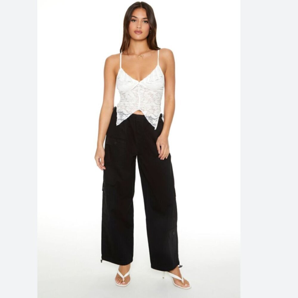 Forever 21 Twill Toggle Drawstring Cargo Pants